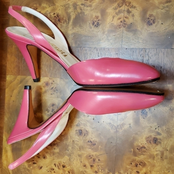 VINTAGE Maserati Coral Leather SlingBack Heels New in Box 8AAA Narrow Beautiful! - Picture 2 of 16